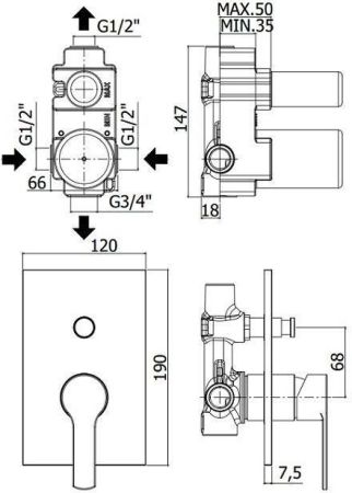 Смеситель для душа Paffoni Red RED015CR/М (с внутренней частью), артикул RED015CR/M