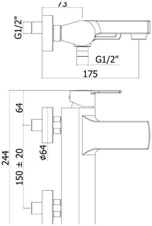 Смеситель для ванны с душем Paffoni West WS022CR, артикул WS022CR