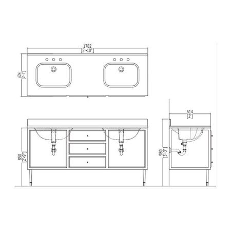 Devon Swindon Раковина встраиваемая под столешницу (55,5х38,5 cм), цвет: белый, артикул ACSWINDONDS bi