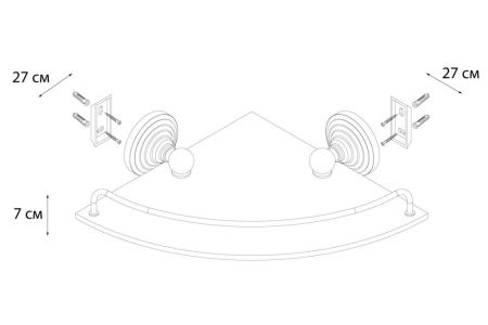 Полка FIXSEN Retro стеклянная угловая (FX-83803A), артикул FX-83803A