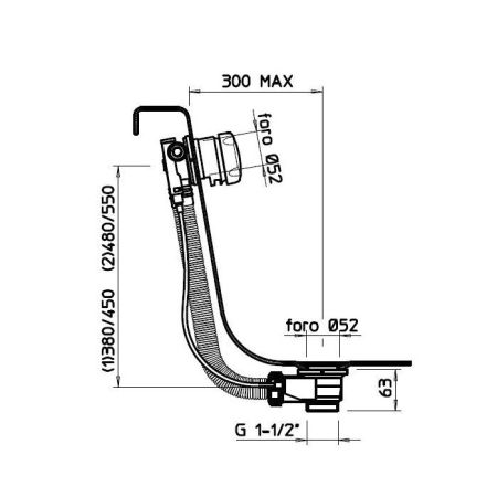 Gessi  Колонна сливная для ванны полиэтиленовая для наполнения ванны через перелив. Длина кабеля управления 70 см, цвет: хром, артикул 01080#031