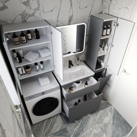 Тумба напольная "Марелла 70" (2 ящ.) Люкс антискрейтч серый, PLUS, артикул СС-00002400