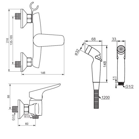 778000000 Jupiter смеситель с гигиеническим душем, хром, артикул 778000000