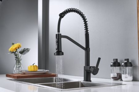 Смеситель для кухни с гибким изливом Shevanik S963H, черный, артикул S963H