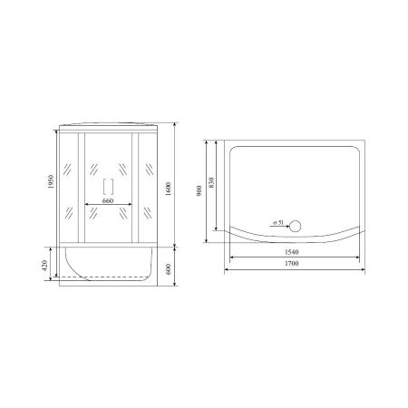 Душевая кабина (душевой бокс) Timo Lux T-7770NEW, 170x88x220, артикул T-7770(NEW)