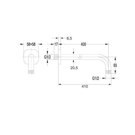 Кронштейн душевой настенный OMNIRES HUDSON RA05CR (хром), артикул RA05CR