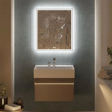 Зеркало TECNO c LED 70 с подсветкой, с функцией антизапотевание, белый глянцевый, артикул TE.mi.70