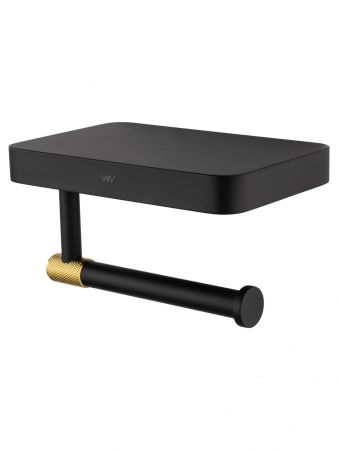 Держатель для туалетной бумаги с полкой WONZON & WOGHAND MAJESTIC, Черный/Золото (WW-9226), артикул WW-9226