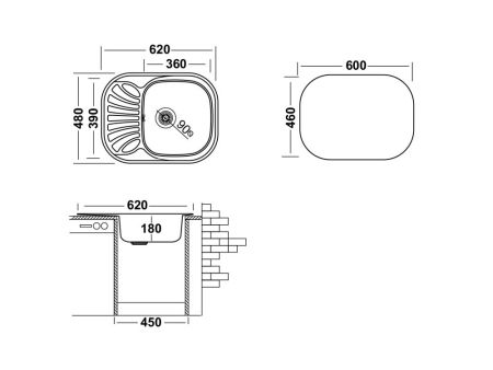 Кухонная мойка UKINOX Галант GAL620.480 -GT8K 1R, 48*62, артикул GAL620.480 -GT8K 1R