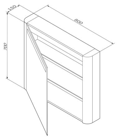 Зеркальный шкаф AM.PM Sensation 80 L M30MCL0801BG Небесно-голубой глянцевый, артикул M30MCL0801BG