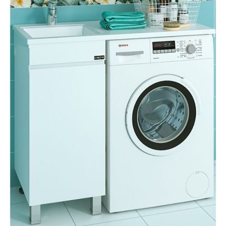 Тумба под раковину над стиральной машиной напольная "Марс-38" 1 дверь, (ум. Лидер 1000 литой мрамор), артикул 700221