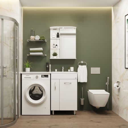 Тумба Onika Нави 60 напольная, под стиральную машину, белая (ум.Onika 120), артикул 106021