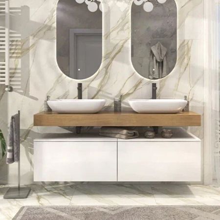 Тумба подвесная без столешницы Velvex Unit tp.UNI.80.2Y белый глянец, 80 см, артикул tp.UNI.80.2Y белый глянец