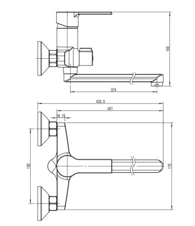 Смеситель для ванны с длинным поворотным изливом RUSH MADEIRA (MA3245-51), артикул MA3245-51