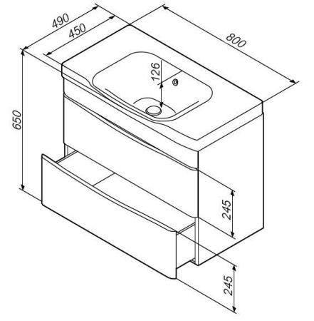M80FHX0802WG Like, База под раковину, подвесная, 80 см, 2 ящика, белый, глянцевая, шт, артикул M80FHX0802WG