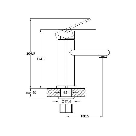 Смеситель для раковины G.Lauf NOB1-A128, хром