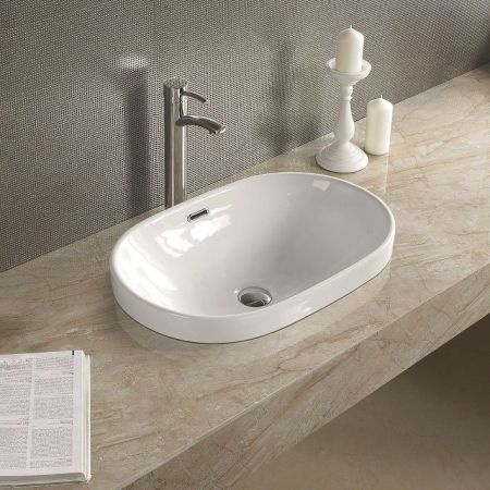 Раковина керамическая полувстраиваемая AM-5006-C, цвет белый, 610х400х190, артикул AM-5006-C