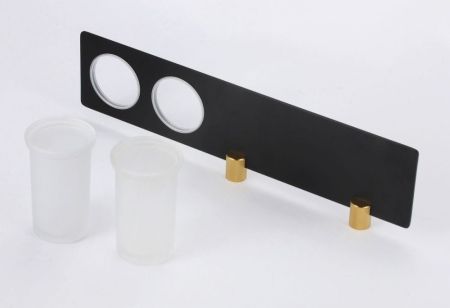 Стакан для ванной комнаты двойной Savol S-002168HB, черный/золото, артикул S-002168HB