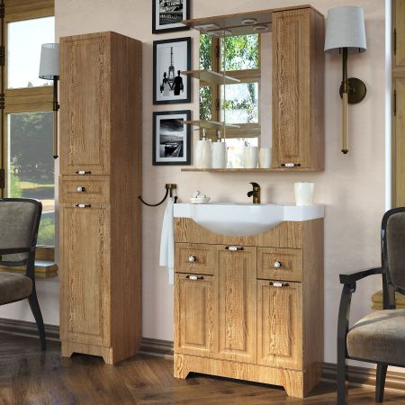 Зеркало-шкаф "Кармела 90/С", карпатская ель / 0, артикул SP-00000183