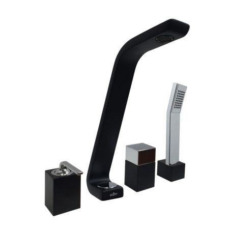 Смеситель на борт ванны Webert Wolo WO850701564, черный/хром, артикул WO850701564