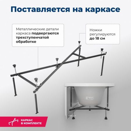 Акриловая ванна Aquanet Lotos 175x80 (с каркасом), артикул 00328870