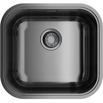 Мойка, OMOIKIRI, Omi, ширина, мм-445, глубина, мм-415, высота, мм-180, тип установки-встраиваемый, отверстия для смесителя-отсутствуют, с переливом, сифон и донный клапан в комплекте, материал-нержавеющая сталь, крепления в комплекте, цвет-вороненая сталь