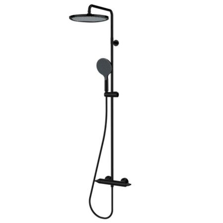 BOSSINI APICE Стойка для душа с термостатическим смесителем, верхним душем Ø280 мм., ручным душем и шлангом 1500 мм., цвет черный матовый, артикул L10505.073