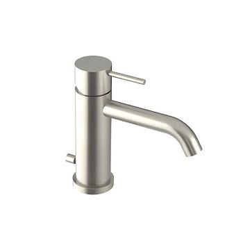 Oioli Micro, однорычажный смеситель для раковины (излив 12.9 см), с д/к, цвет брашированный никель C54