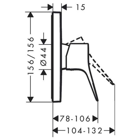 Смеситель для душа, Hansgrohe, Vivenis, тип открывания воды-однорычажный, тип регулирования воды-керамический картридж, монтаж-настенный встраиваемый, отверстия для монтажа-1, внутренняя часть-необходимо заказать, цвет-белый матовый, артикул 75615700