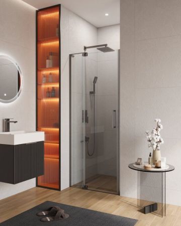 SLIDER-B-1-80/90-GRIGIO-GM Душевая дверь, артикул SLIDER-B-1-80/90-GRIGIO-GM