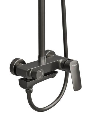 DUE Душевая стойка со смесителем и изливом, оружейная сталь DUE-VSCM-GM, артикул DUE-VSCM-GM