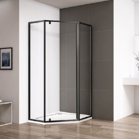 Душевой уголок Cezares Eco P-1 90х90 профиль Черный стекло прозрачное ECO-O-P-1-90-C-NERO Cezares