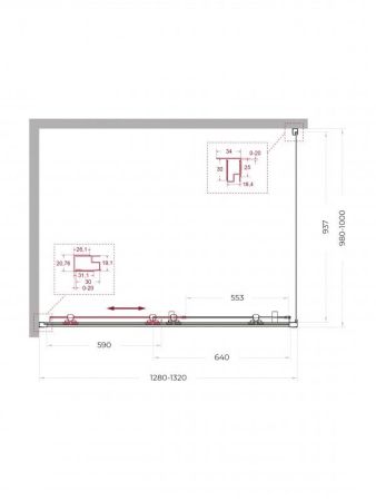 UNO-195-AH-1-110/80-C-NERO Душевой уголок, артикул UNO-195-AH-1-110/80-C-NERO