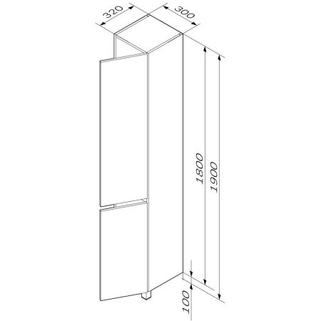 M91CSR0306GM GEM S, шкаф-колонна, напольный, правый, 30 см, графит матовый