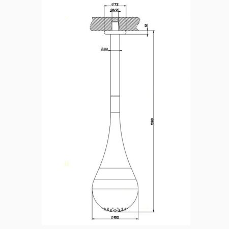 Gessi Goccia Верхний душ для потолочного крепления каплевидной формы, h=602мм, цвет: черный, артикул 33752#299