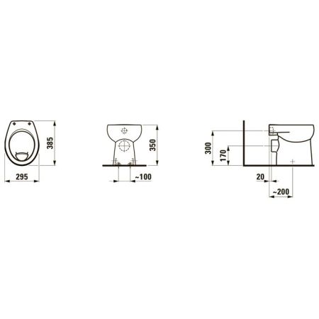 LAUFEN Florakids Унитаз напольный 385х295х350 мм, слив в стену, ,цвет  белый, артикул 8.2203.6.000.027.1