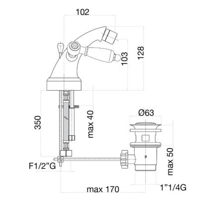 Смеситель для биде Fiore COLONIALE SKY (SWAROVSKI®) 03CO0632, хром/золото, артикул 03CO0632