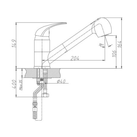 Смеситель для кухни с выдвижной лейкой и режимом душ D-Lin D158602, хром