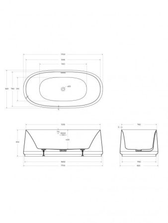 Акриловая ванна CEZARES CZR-LUX-CENTRAL-170-82-58-MATT, артикул CZR-LUX-CENTRAL-170-82-58-MATT
