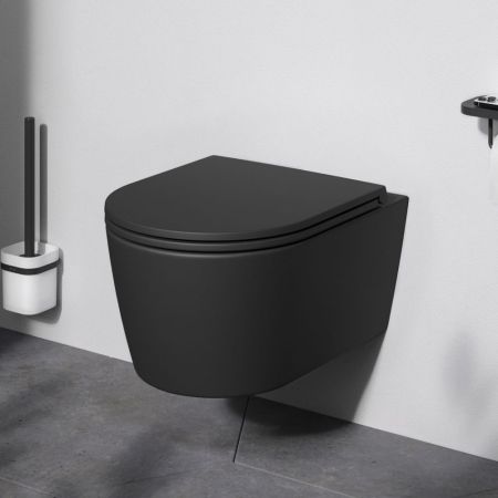 C8F1700MBSC Func подвесной унитаз 49 см FlashClean с сиденьем микролифт, черн мат, артикул C8F1700MBSC