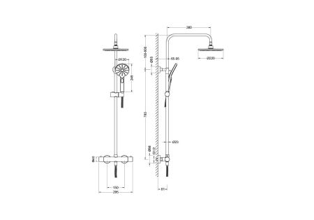 Термостатическая душевая система AQUATEK AQ2343CR ЕВРОПА, артикул AQ2343CR