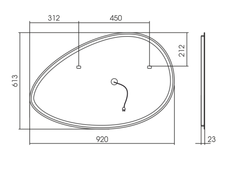 Зеркало с подсветкой "Como 920x600" AM-Com-920-600-DS-F, артикул AM-Com-920-600-DS-F