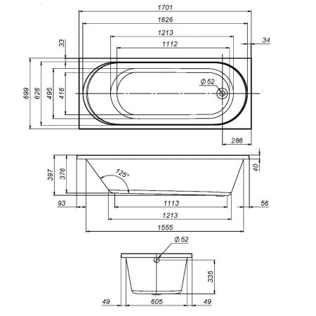 W94A-170-070W-A X-Joy Ванна акриловая 170х70, артикул W94A-170-070W-A