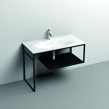 KERASAN SHAPE LOUISE Структура 1020х520 мм., напольная, нержавеющая сталь, полка черная, цвет черный матовый, артикул 9333K1