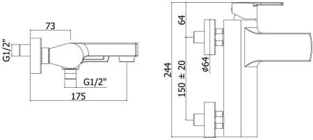 Смеситель для ванны с душем Paffoni Ringo RIN022CR, артикул RIN022CR