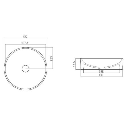 Умывальник GURAL Nova D=45 накладной
