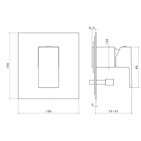 Встроенный однорычажный смеситель FUTURA для душа с переключателем на два потока, хром, артикул 66470EKM.21.018