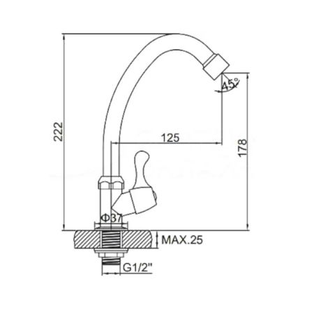 Кран на одну воду Haiba HB4185, хром