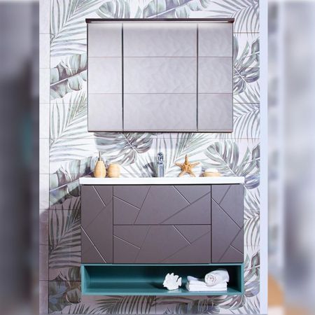 Комплект мебели для ванной Бриклаер КРИСТАЛЛ 100Z, графит/муссон, артикул КРИСТАЛЛ 100Z