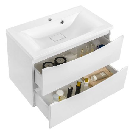 База под раковину Mia 800 подвесная, 2 выкатных ящика soft close, G.White, артикул VMC-2MA800GW